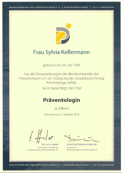 Zertifika vom Berufsverband der Präventologen e.V.: Präventologin 